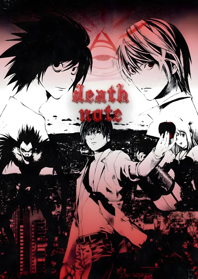 Death Note - Kırmızı Şehir Manzaralı Manga metal tablo