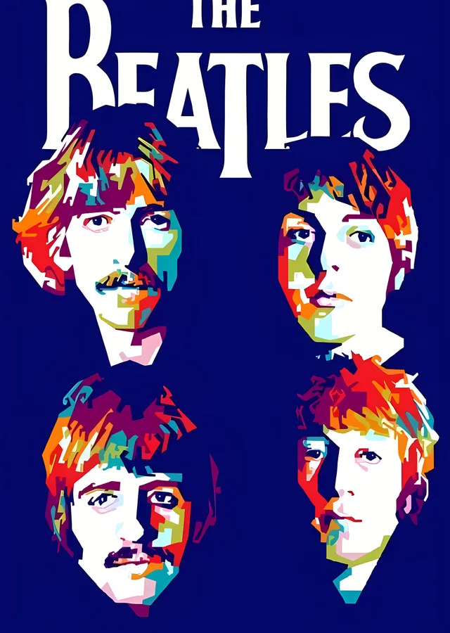 The Beatles - Çok Renkli Portre metal tablo