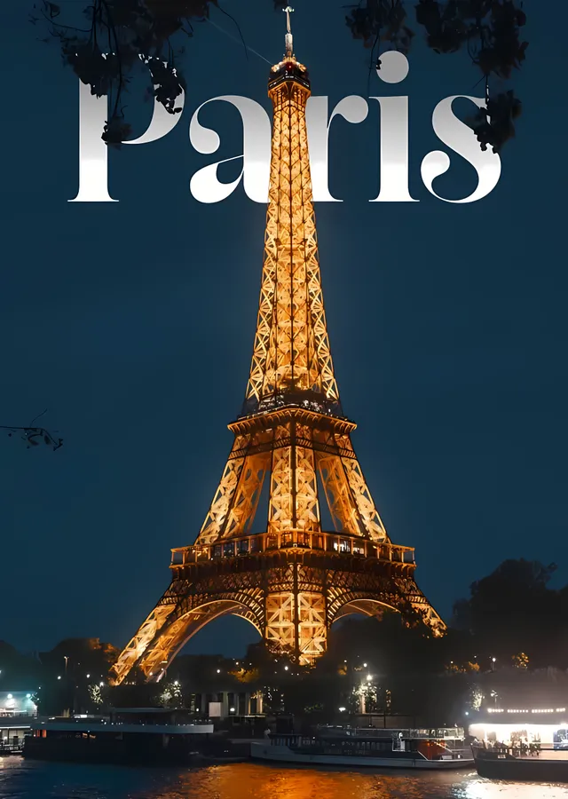 Paris: Eyfel Kulesi'nin Işıkları metal tablo