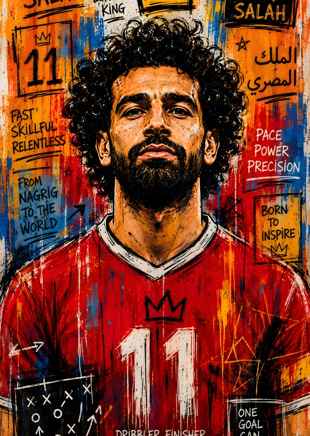 King Salah: Futbol Portresi metal tablo