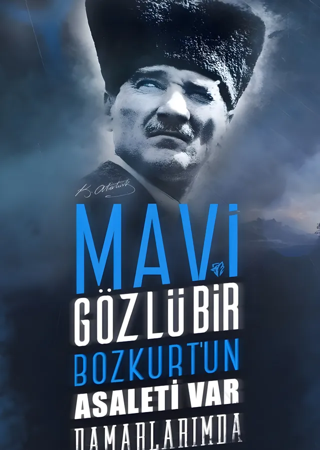 Atatürk: Mavi Gözlü Bozkurt metal tablo