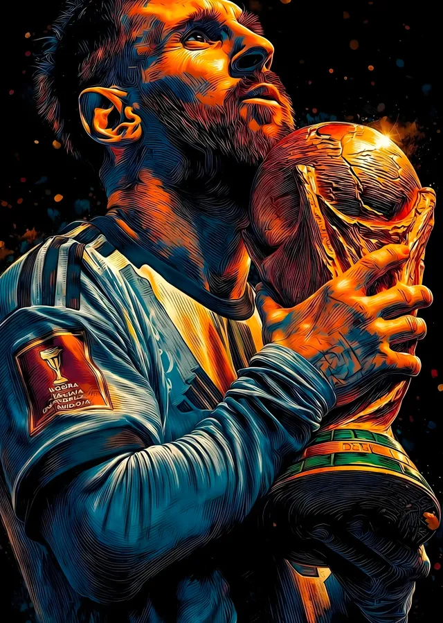 Lionel Messi: Dünya Kupası Şampiyonu metal tablo