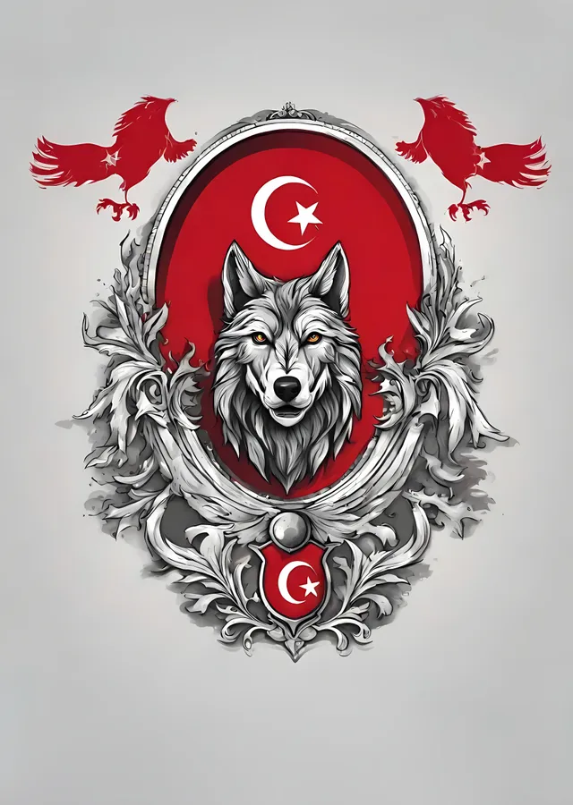 Kurt, Kuşlar ve Ay metal tablo