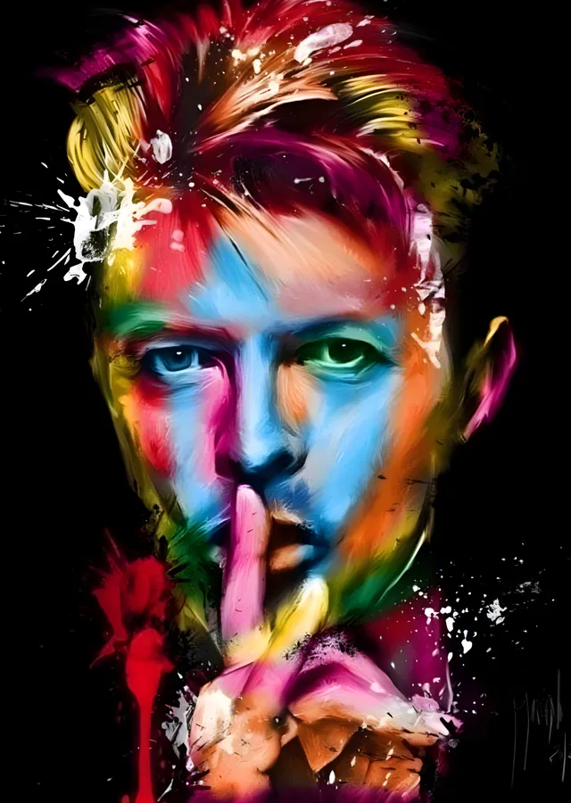 David Bowie: Renkli Soyut Portre metal tablo