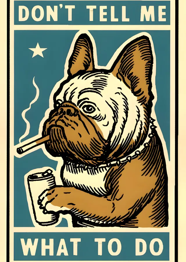 French Bulldog: Don't Tell Me What to Do metal tablo