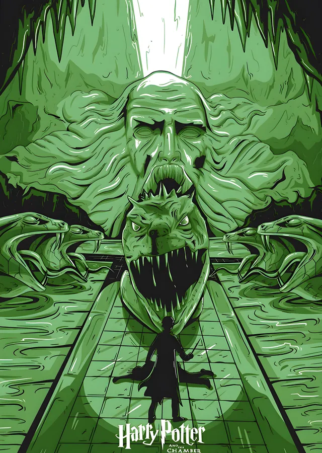 Harry Potter and the Chamber of Secrets - Yeşil Tonlu metal tablo