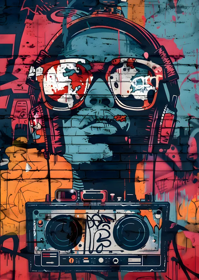 Hip-Hop: Boombox Portre metal tablo