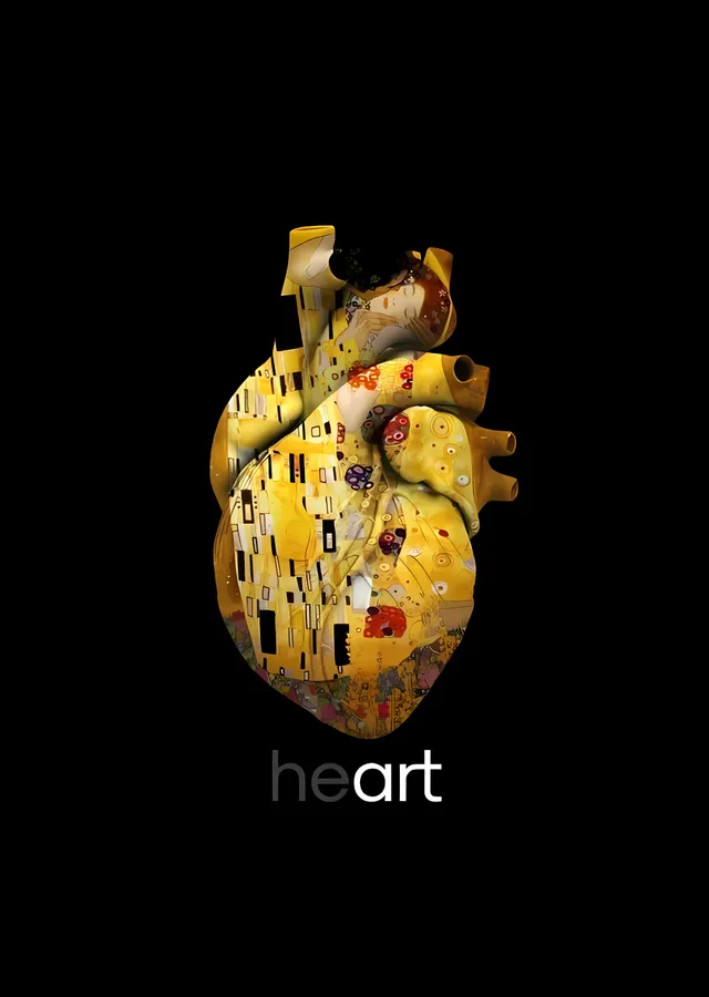 Klimt Esintili Kalp metal tablo