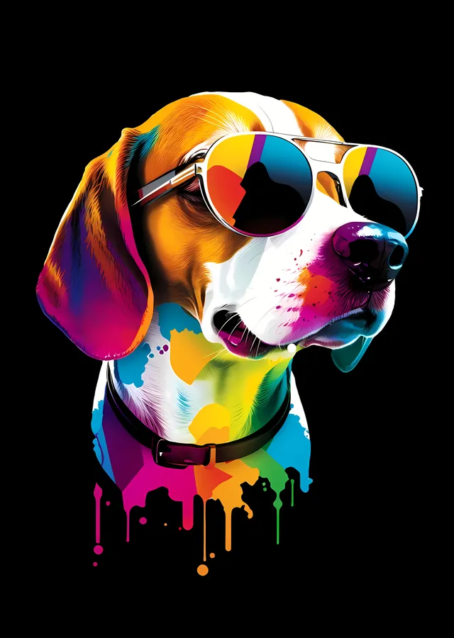Gözlüklü Köpek metal tablo