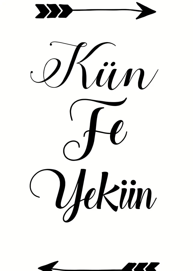 Kün fe yekûn: Modern Yazı metal tablo