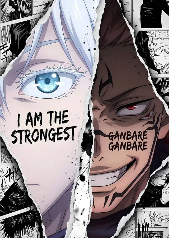 Jujutsu Kaisen: Gojo ve Sukuna metal tablo
