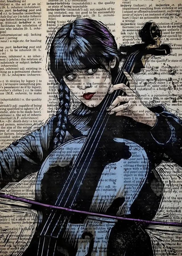Wednesday Addams: Çello metal tablo