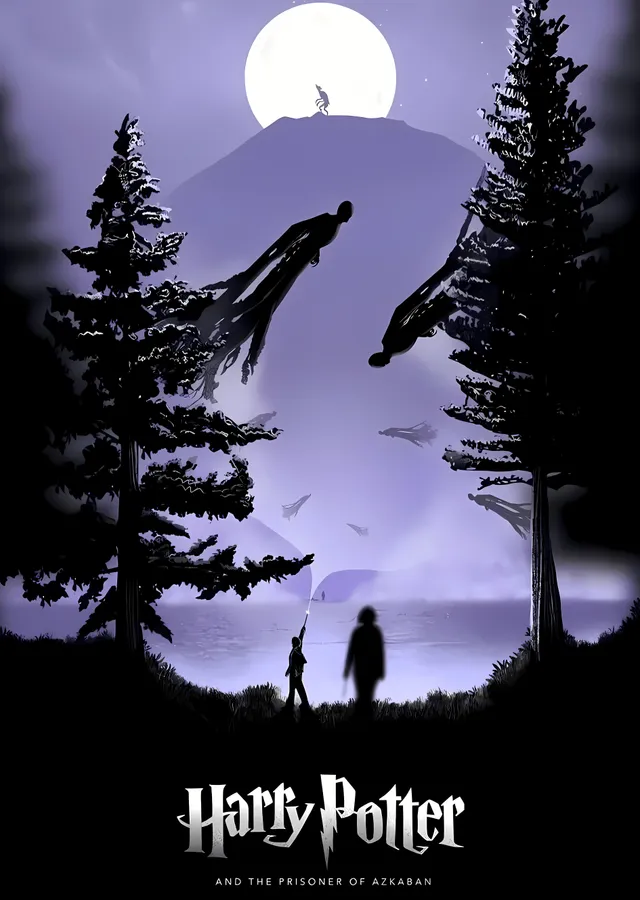 Harry Potter and the Prisoner of Azkaban - Siyah Siluetli metal tablo