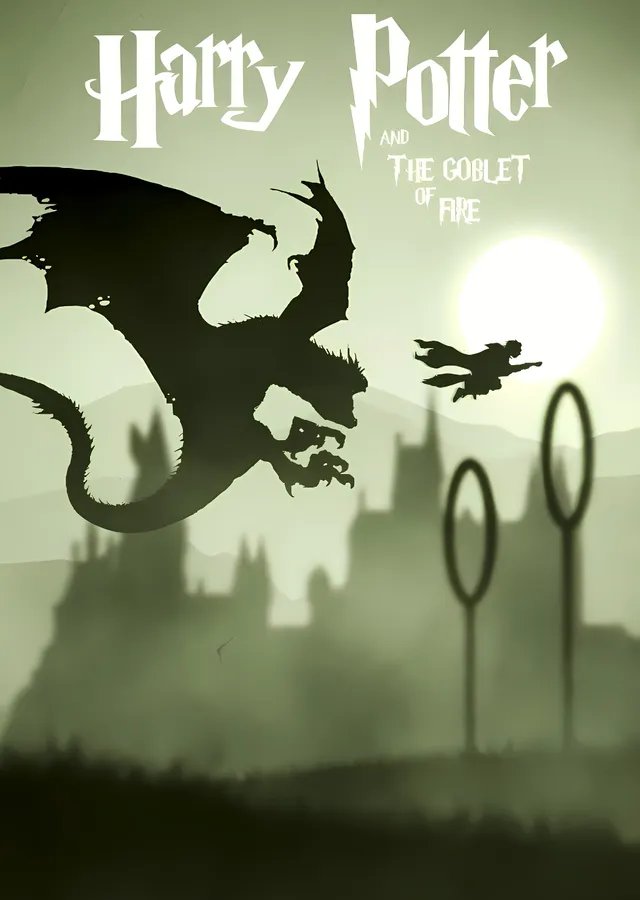 Yeşil Gökyüzü Ejderha Silüeti - Harry Potter and the Goblet metal tablo