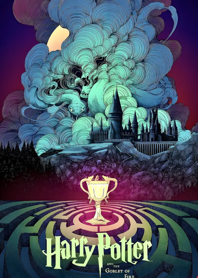 Harry Potter and the Goblet of Fire - Siyah Siluetli Kale metal tablo