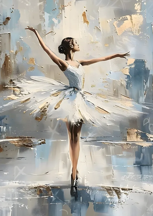 Ballerina Beyaz Giyimli metal tablo