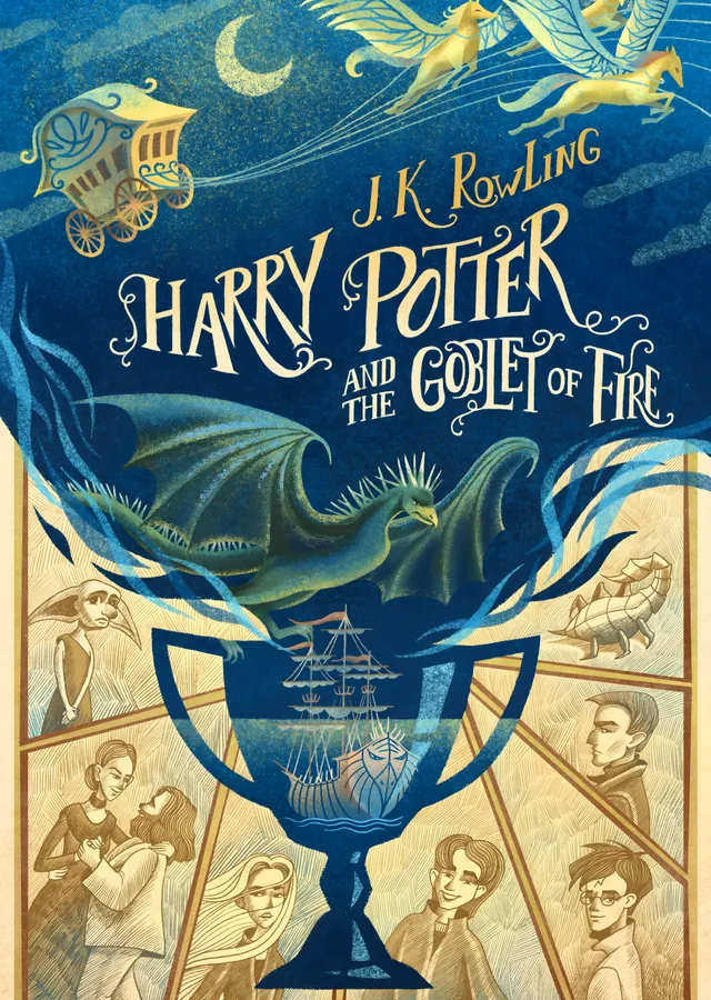 J.K. Rowling - Harry Potter ve Ateş Kadehi, Mavi ve Altın metal tablo