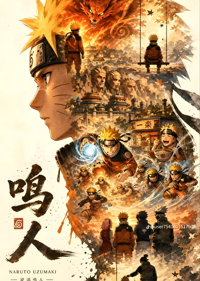 Naruto Uzumaki: The Boy Who Never Gave Up metal tablo