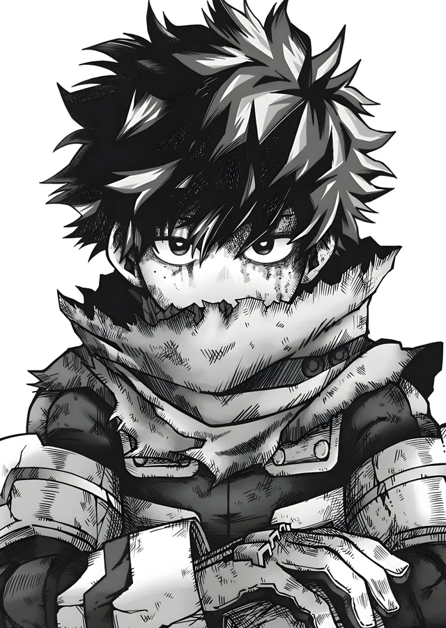 Deku: My Hero Academia Siyah Beyaz metal tablo