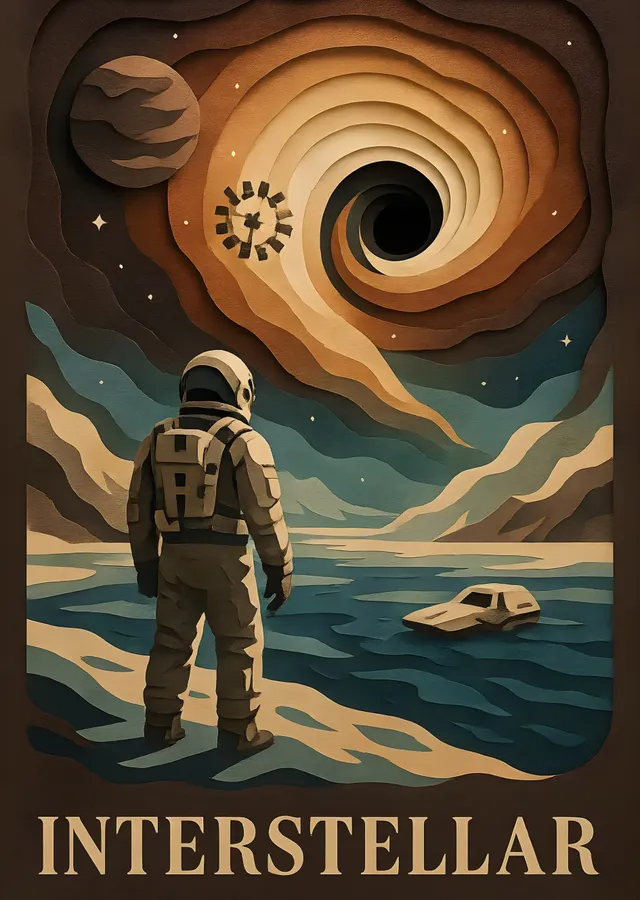 Interstellar: Kara Delik ve Astronot metal tablo