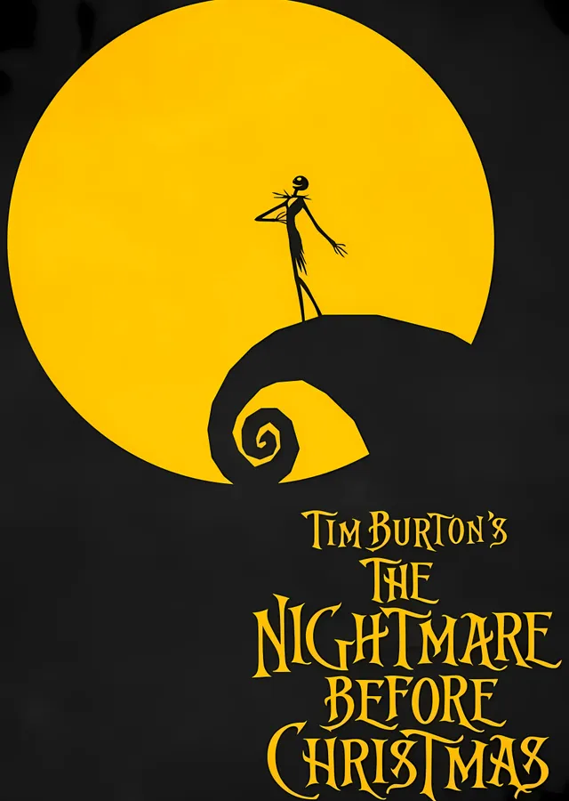 The Nightmare Before Christmas - Siyah Zeminli Sarı Ay metal tablo