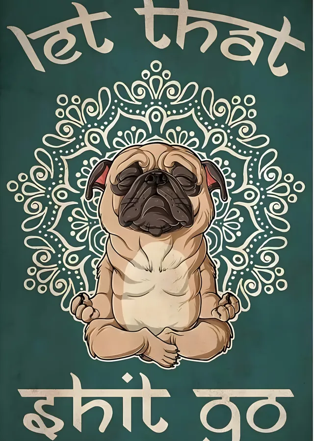 Meditasyon Yapan Pug metal tablo