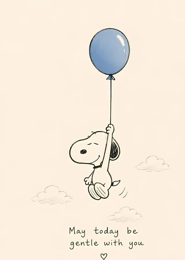 Snoopy: Mavi Balonla Uçuş metal tablo