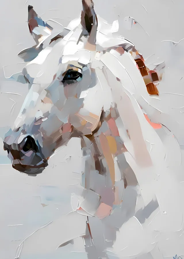 Beyaz At metal tablo