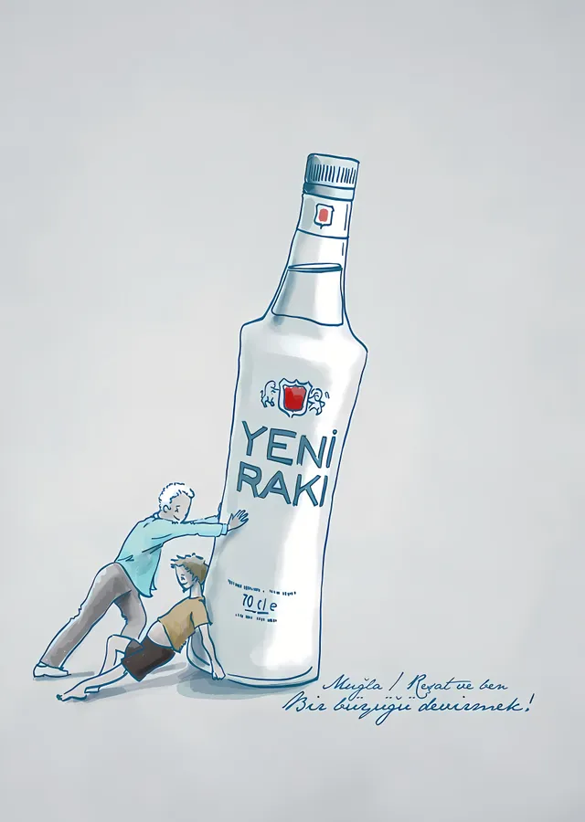 Yeni Rakı: Nostaljik Çizim metal tablo