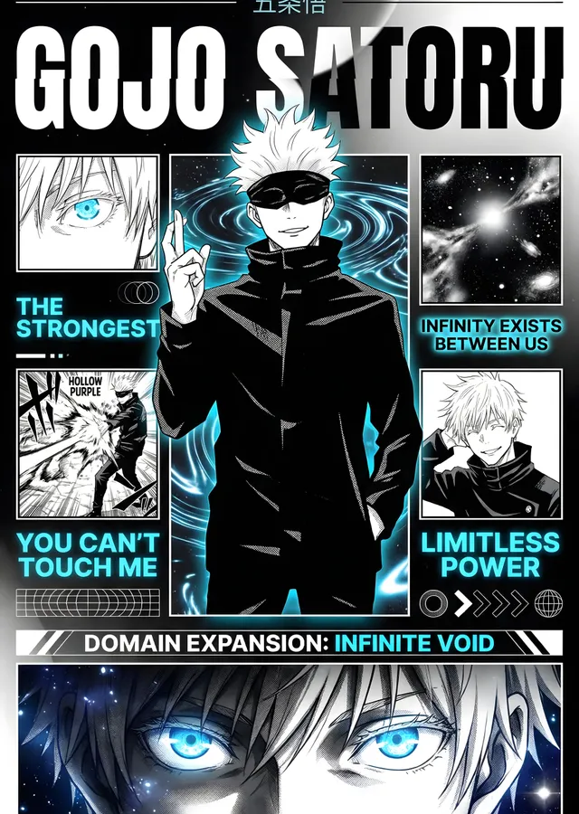 Gojo Satoru: Limitless Güç metal tablo