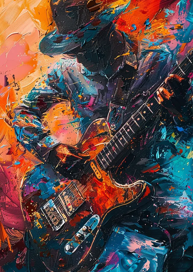 Müzik Efsanesi: Gitar Çalan Şarkıcı metal tablo