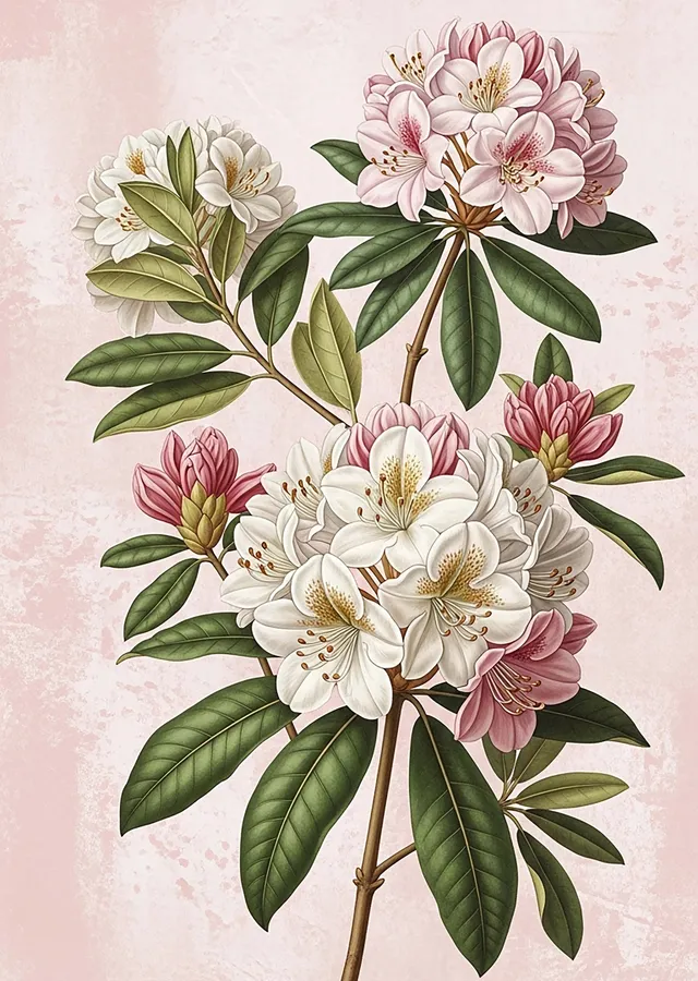 Rhododendron Çiçekleri metal tablo