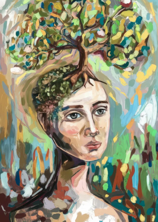 Kadın ve Ağaç metal tablo