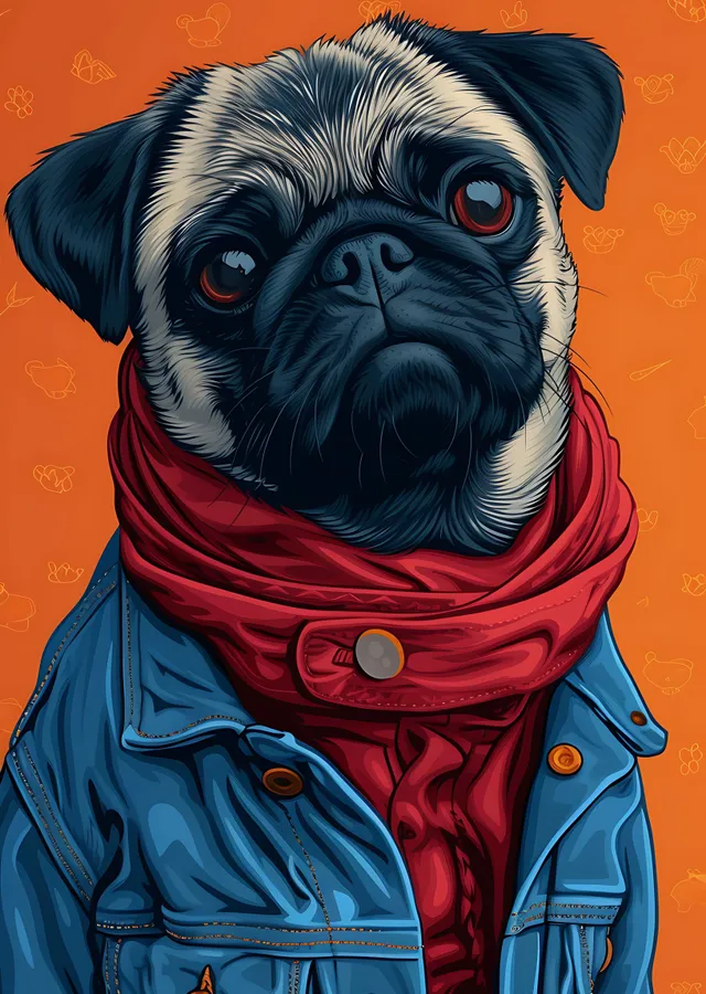 Şık Pug: Moda İkonu metal tablo