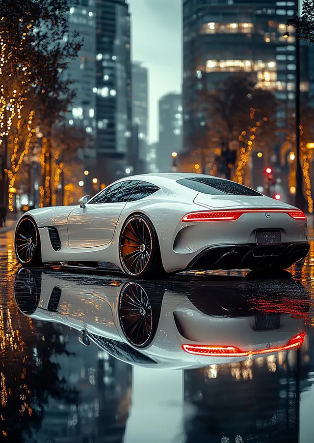 Mercedes-Benz AMG GT: Şehir Işıkları metal tablo
