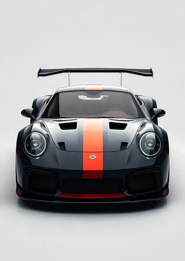 Lacivert ve Turuncu Porsche 911 GT3 RS metal tablo