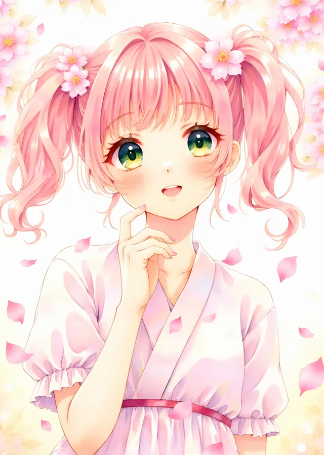 Pembe Saçlı Kawaii Kız metal tablo