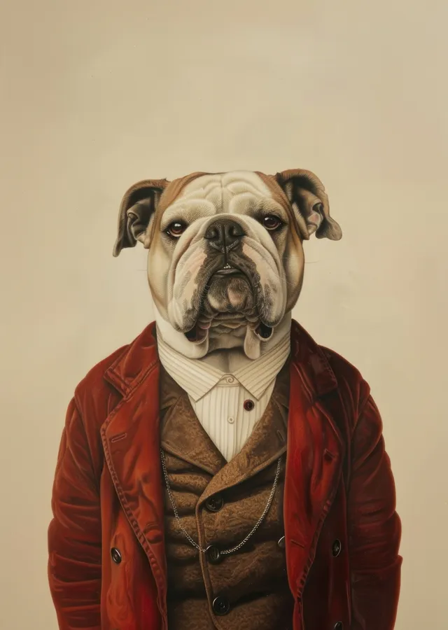 Bulldog: Şık Giyimli Karakter metal tablo