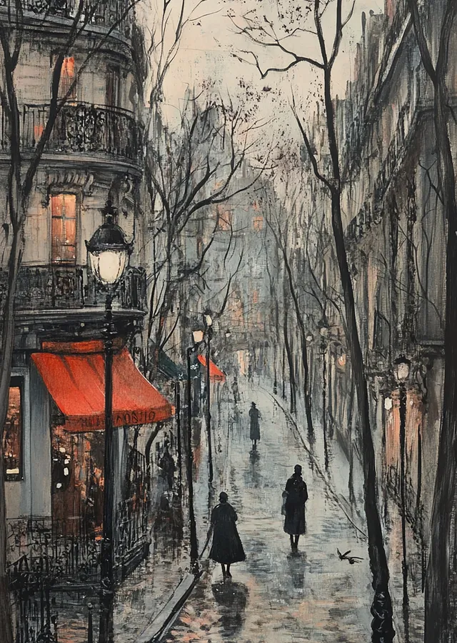 Paris Sokakları metal tablo