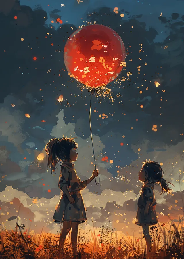 Kırmızı Balon: Hayaller metal tablo