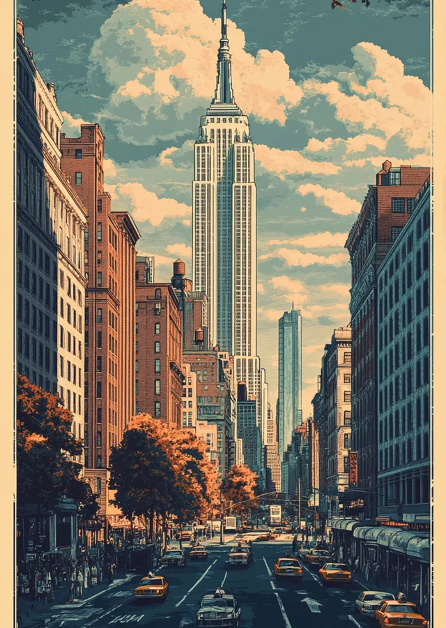 New York Şehir Manzarası Sanat metal tablo