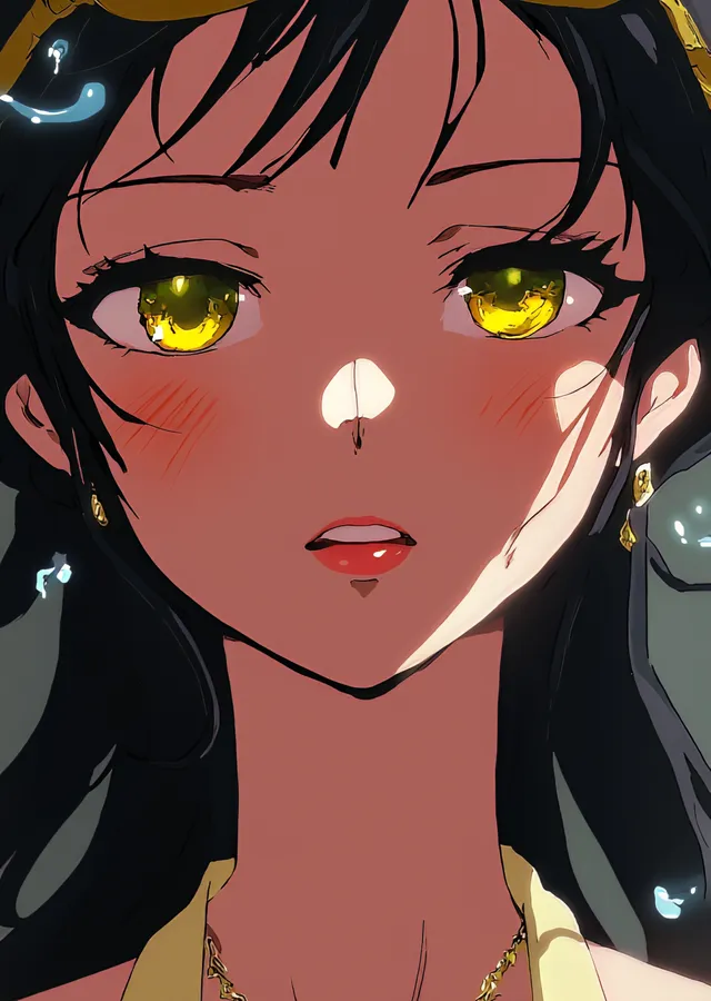 Altın Gözlü Anime Kız Portresi metal tablo