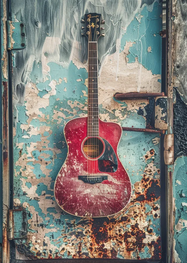 Gitar: Eski ve Yeninin Buluşması metal tablo