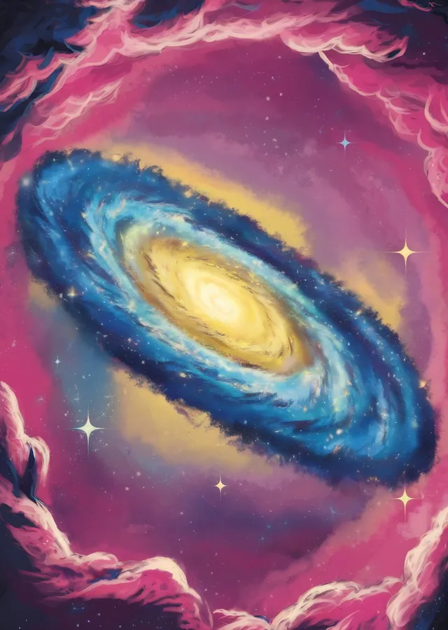 Kozmik Sarmal Galaksi ve Pembe Nebula metal tablo