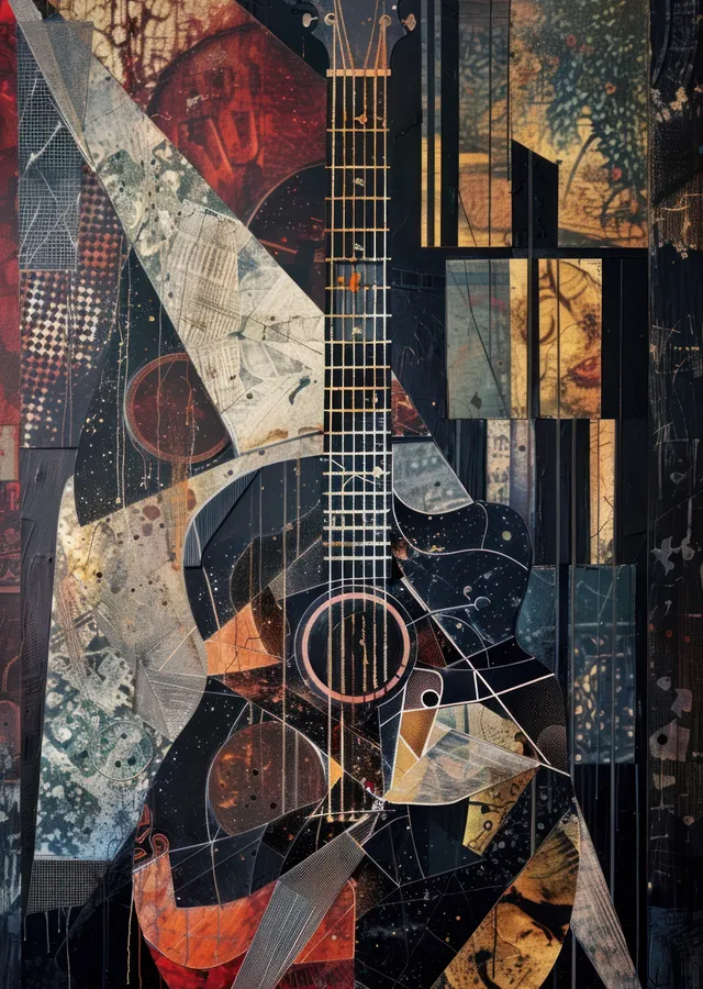 Soyut Gitar metal tablo