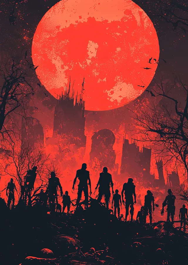 Zombi Silüetleri metal tablo