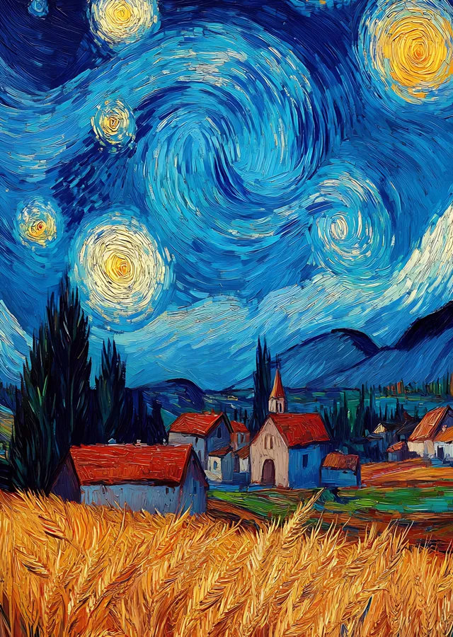 Van Gogh Esintili Gökyüzü metal tablo