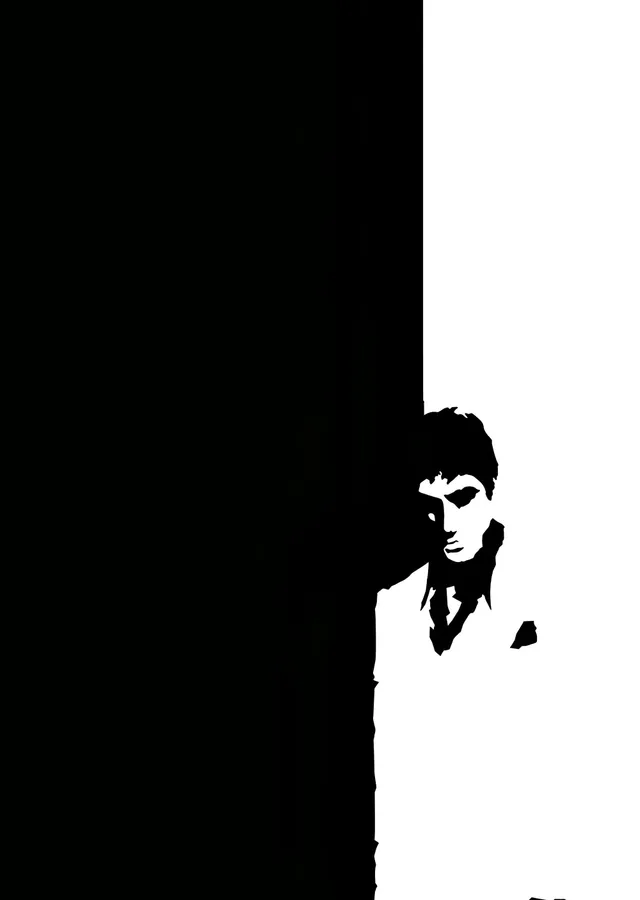 Scarface - Siyah Beyaz Portre metal tablo