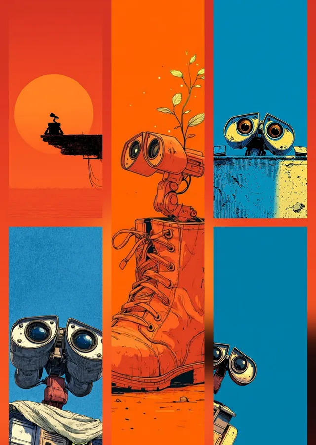 WALL-E Robotu Kolajı metal tablo