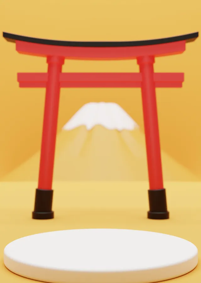 Torii Kapısı ve Fuji Dağı: Japon Kültürü metal tablo